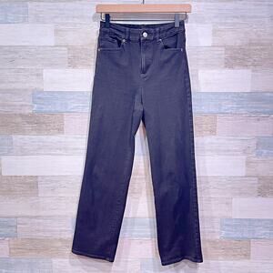 EXPRESS Super High Waisted Modern Straight Jeans Black Womens Small Short 4